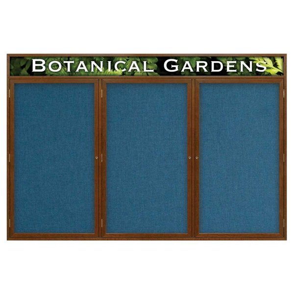 United Visual Products Double Door Enclosed EZ Tack Board, 72"x36", Light Oak/Green UV107EZ-GREEN-LTOAK